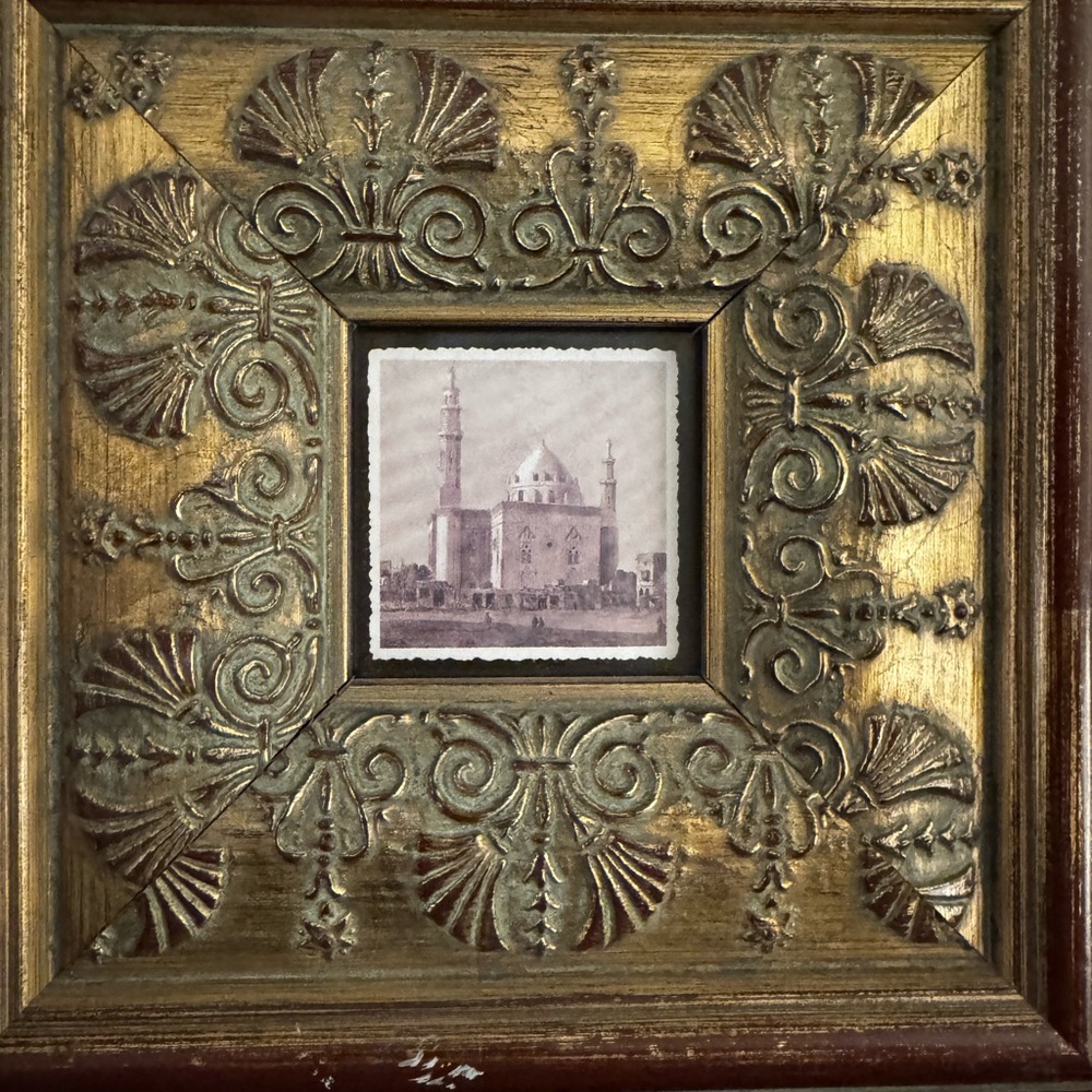 Vintage Mosque Ornate Framed Egyptian Print Muhammad Ali Sepia Architecture Art